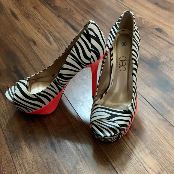 2/$40 Zebra print, 5 inch heels - Picture 2 of 4
